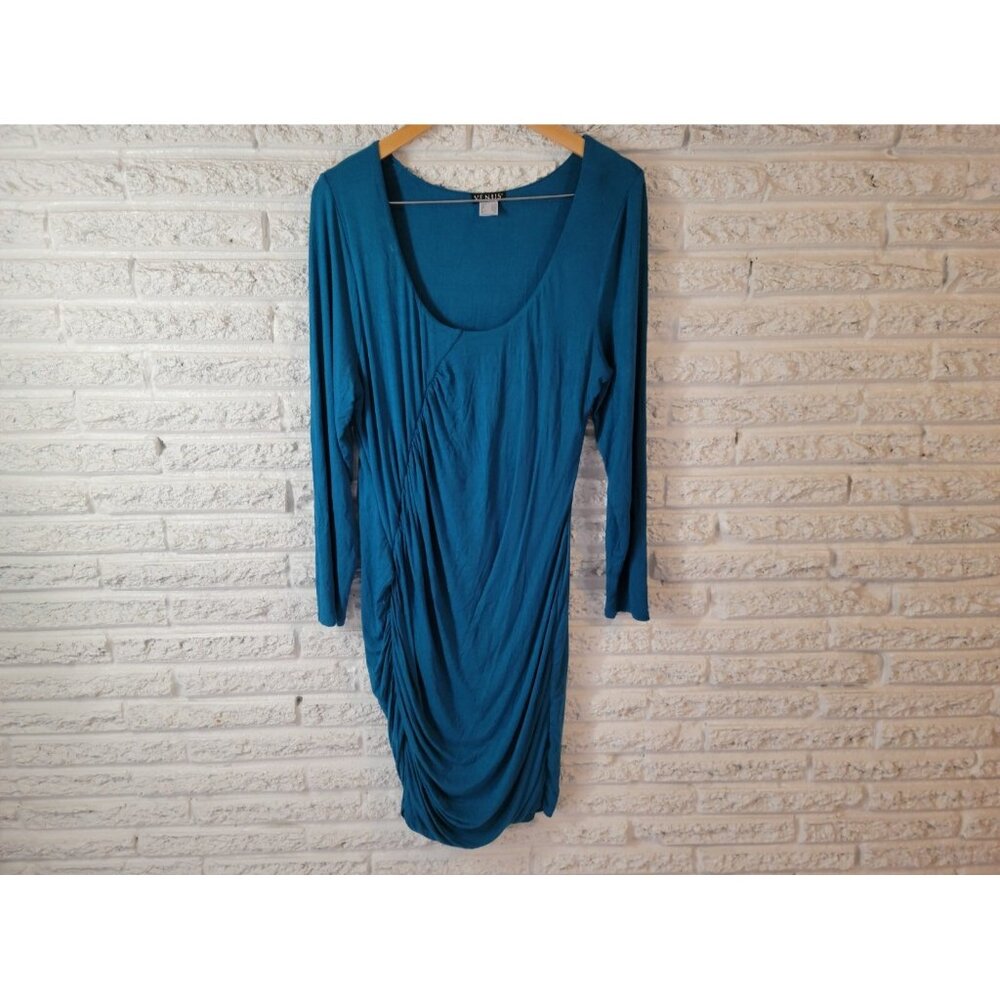 Venus Womens Dress Extra Large XL Bodycon Long Sleeve Blue Pullover BLU127E - Picture 1 of 11